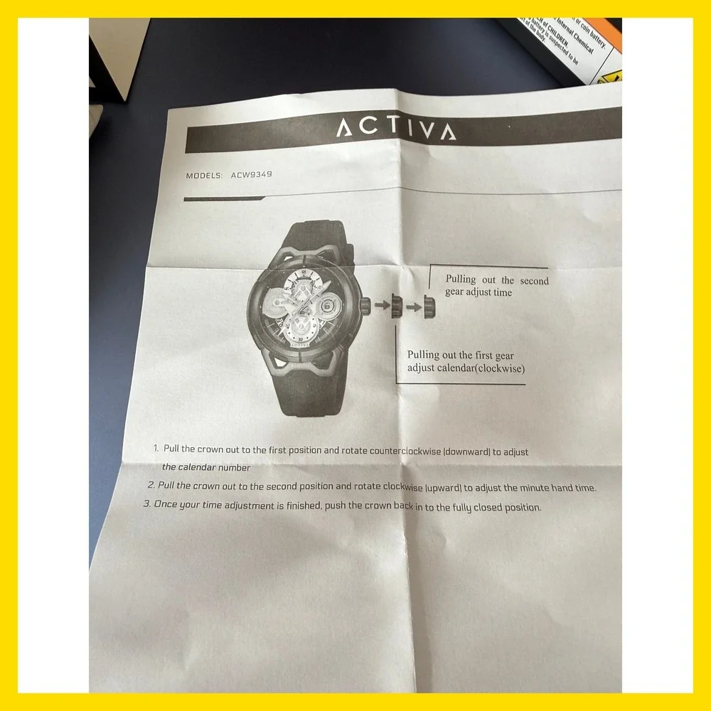 Activa ACW9349-010 Gold Tone White Silicone Strap Watch New in Box
